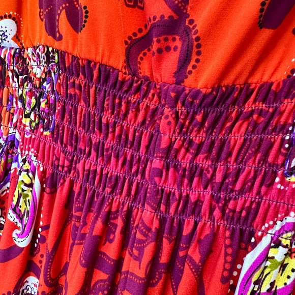 Bisou Bisou Red & Purple Maxi Dress with Shirred Waist & Embellished Sleeves 12 - Picture 9 of 9